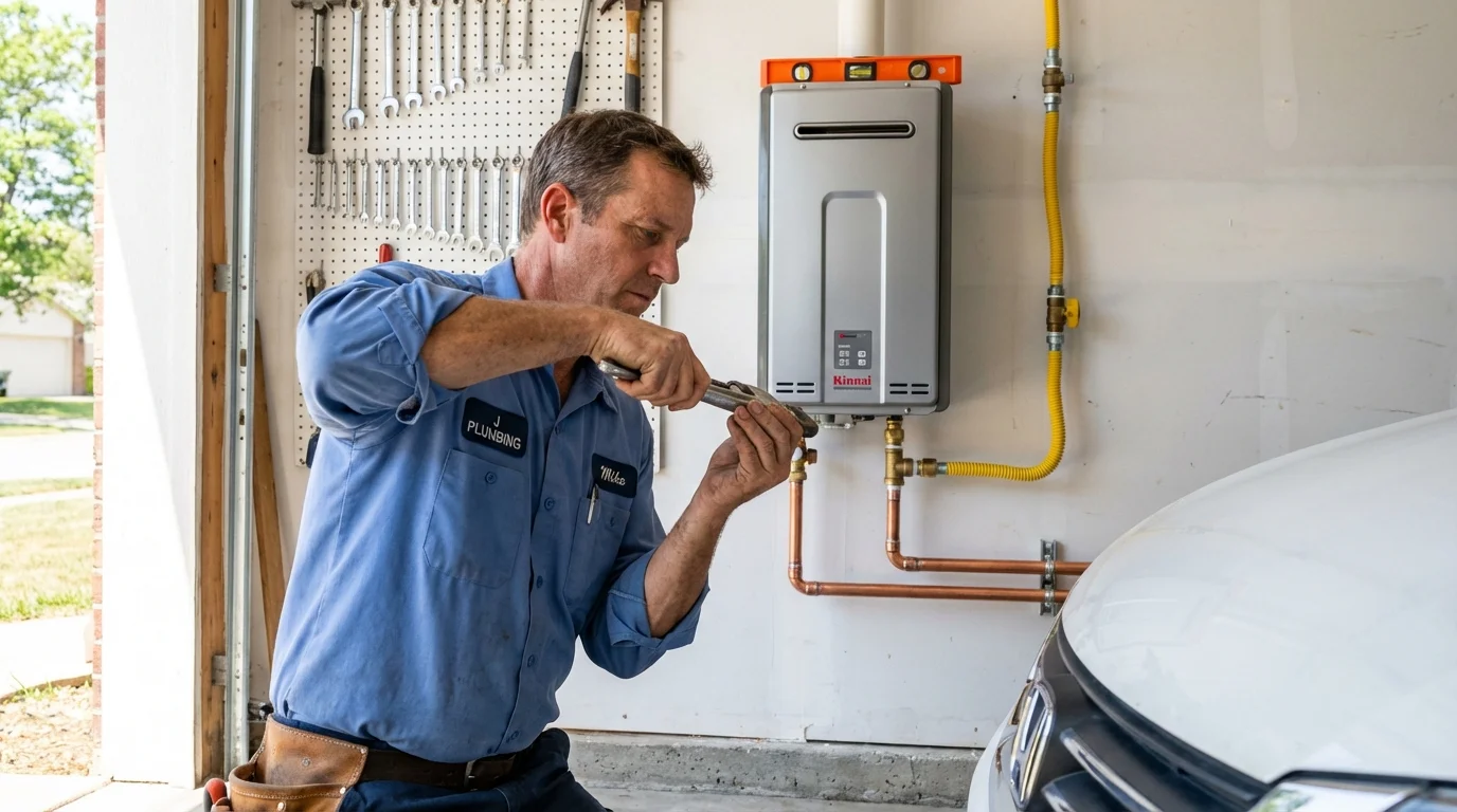 Tankless water heater installation by a Johns Plumbing LLC plumber in Andrews